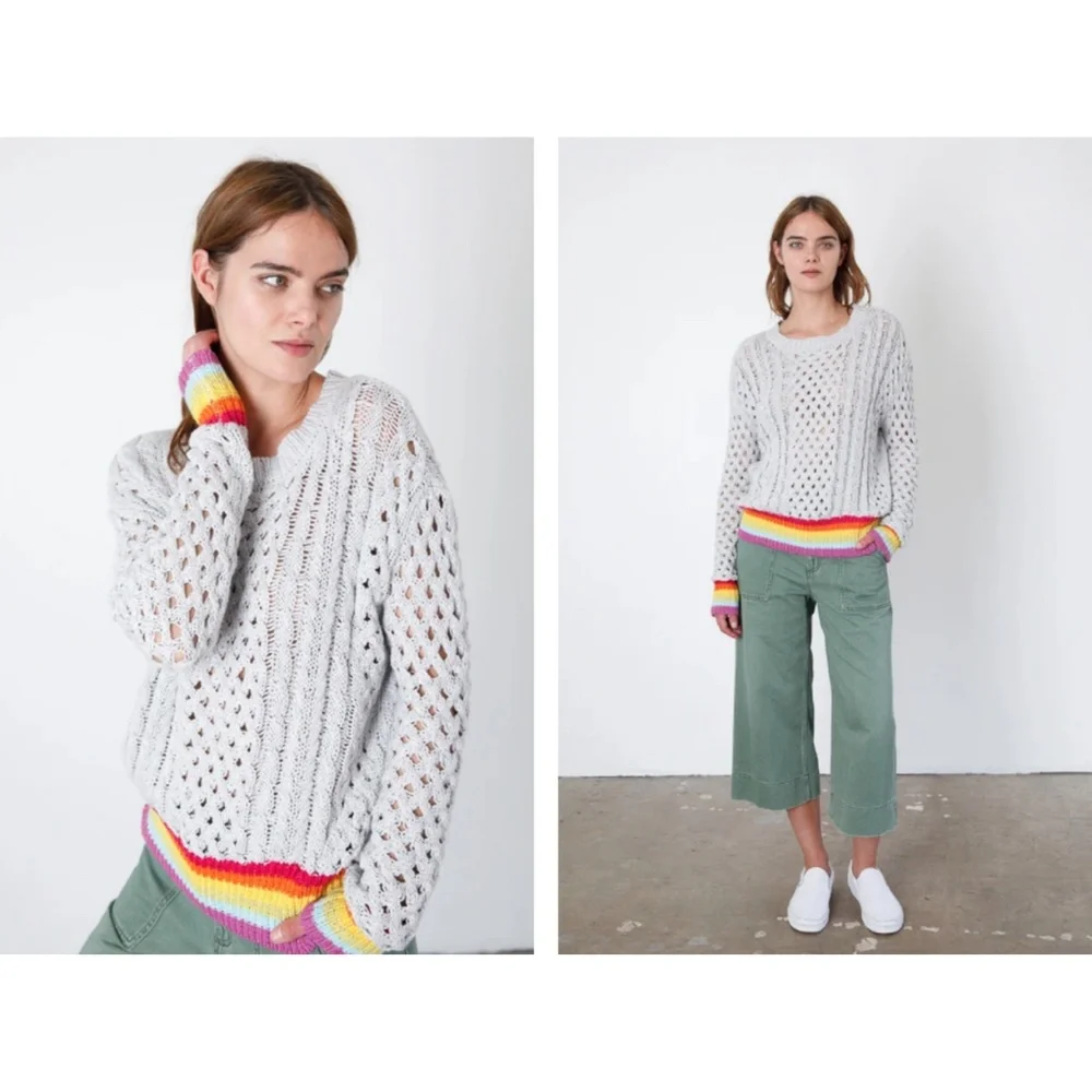 Le Superbe Silver Lining Rainbow Cuff Cashmere Blend Sweater